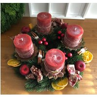 Adventskranz Rot Adventkranz Advent Kranz Rustikal Adventsgestecke Mit Kerzen von Bluetenzauberei
