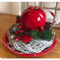 Dicker Roter Apfel Kranz Adventsgesteck Weihnachtsgesteck Tischgesteck Rot Sternen Inklusive Teller Dicker Roter Apfel Kranz Adventsgesteck Weihnachtsgesteck Tischgesteck Rot Sternen Inklusive Teller von Bluetenzauberei