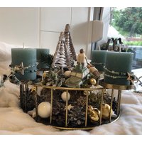 Großer 40cm Adventskranz in Smaragd Adventkranz Advent Kranz Engel Gesteck Sterne Und Kugeln Adventsgestecke Im Metall-Korb Grün Großer 40cm Adventskranz in Smaragd Adventkranz Advent Kranz Engel Gesteck Sterne Und Kugeln Adventsgestecke Im Metall-Korb Grün von Bluetenzauberei