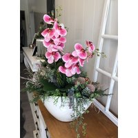 Großes 65cm Hoch Und 50cm Breit Orchideengesteck Real Touch Edel Seidenblumen Kunst Blumen Muttertag Valentinstag Orchideen Gesteck Rosa von Bluetenzauberei