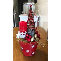 Hand-Made Adventsgesteckweihnachtsgesteck Im Topf Rot Tischgesteck Hand-Made Adventsgesteckweihnachtsgesteck Im Topf Rot Tischgesteck von Bluetenzauberei