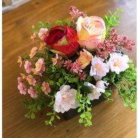 Sommer Herz Grabschmuck Urnen Grab Grabgesteck Kunstblumen-Allerheiligen Gesteck Grabgesteck-Grabschmuck von Bluetenzauberei