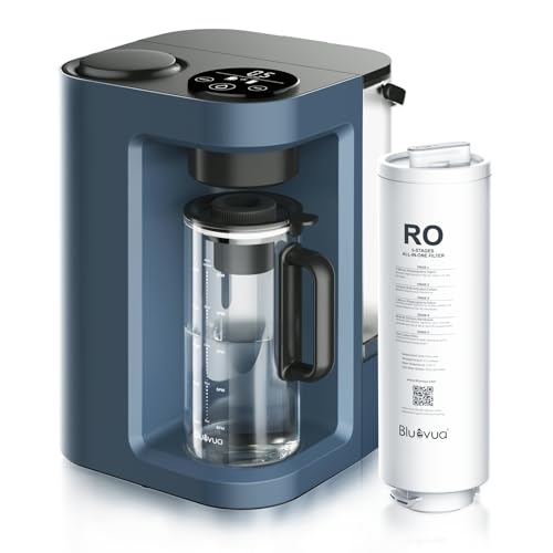 Bluevua RO100ROPOT-Lite(UV) Aufsatz-Umkehrosmose-Wasserfiltersystem, 7-stufige Reinigung mit UV und Remineralisierung, 3:1 rein zu entleeren, tragbarer Wasserreiniger (blau) von Bluevua