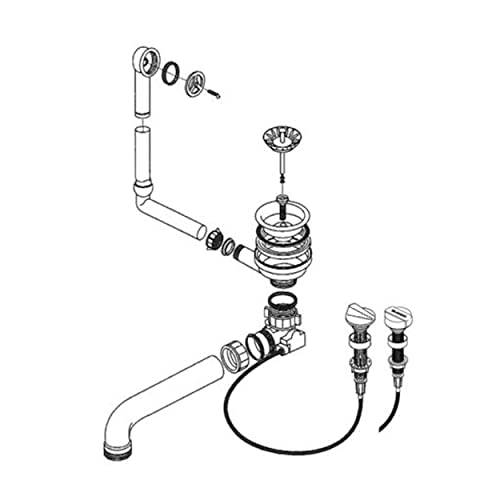 Ablaufgarnitur 1 x 3,5'' Sieb mit Ablauffernbedienung Überlauf rund 221354; für BLANCO Spüle, Siphon, Siebkörbchen, Ablaufgarnitur für Küchenspüle, Spülenablauf, Siphon Küchenspüle von Bluewater Armaturen