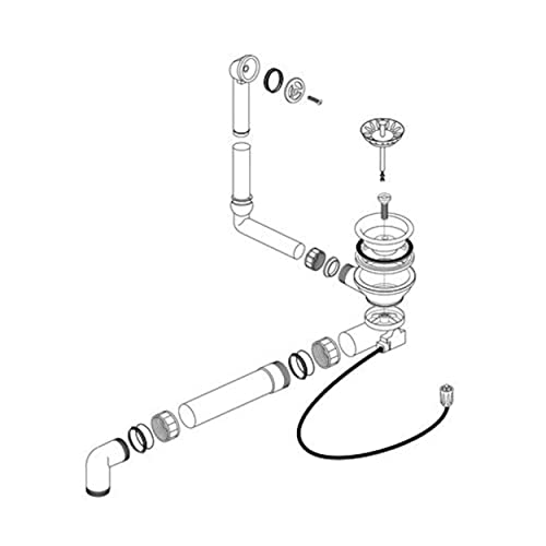 Ablaufgarnitur 1 x 3,5'' Sieb mit Bowdenzug Überlauf rund 224821, für BLANCO Spüle, Siphon, Siebkörbchen, Ablaufgarnitur für Küchenspüle, Spülenablauf, Siphon Küchenspüle von Bluewater Armaturen