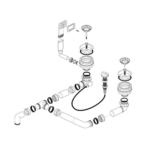 Ablaufgarnitur 2 x 3,5'' Sieb mit Ablauffernbedienung Überlauf eckig ohne Logo 230697,für BLANCO Spüle, Siphon, Siebkörbchen, Ablaufgarnitur für Küchenspüle, Spülenablauf, Siphon Küchenspüle von Bluewater Armaturen