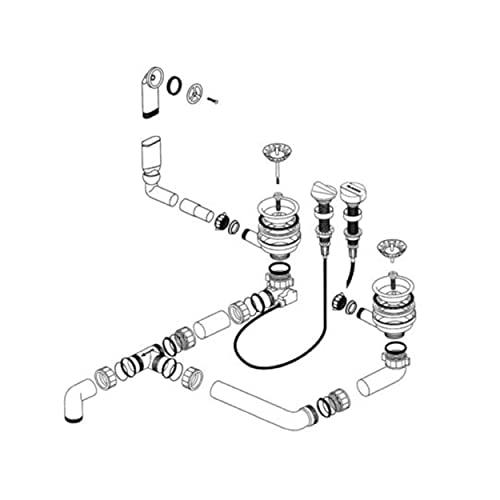 Ablaufgarnitur 2 x 3,5'' Sieb mit Ablauffernbedienung Überlauf rund 222684, für BLANCO Spüle, Siphon, Siebkörbchen, Ablaufgarnitur für Küchenspüle, Spülenablauf, Siphon Küchenspüle von Bluewater Armaturen