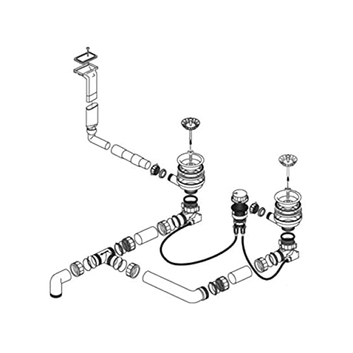 Ablaufgarnitur 2 x 3,5'' Sieb mit Doppel-Ablauffernbedienung Überlauf 220559, für BLANCO Spüle, Siphon, Siebkörbchen, Ablaufgarnitur für Küchenspüle, Spülenablauf, Siphon Küchenspüle von Bluewater Armaturen