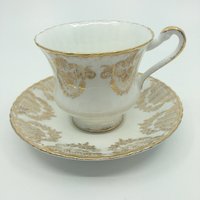 Paragon Gold Und Weiß Teetasse Mit Untertasse von Bluewillowteashop