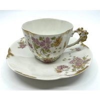 Wg & Co Limoges Gold Blumengriff Teetasse Und Untertasse von Bluewillowteashop