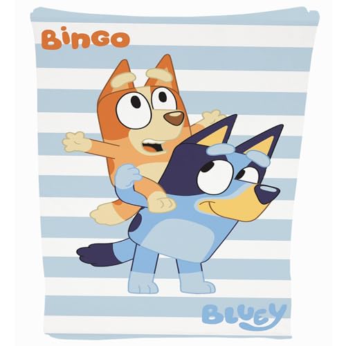 Bluey Bingo Fleecedecke für Kinder, Überwurf, Heeler, Hund, Kinder, TV-Show, Geschenk für Jungen und Mädchen, Kinderzimmer, 100 x 150 cm von Bluey