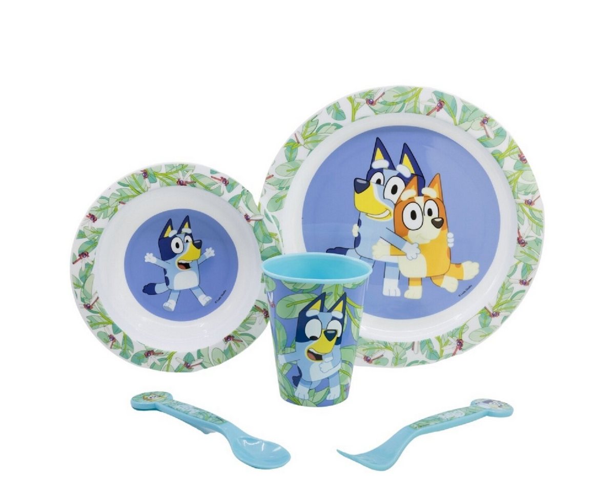 Bluey Kindergeschirr-Set Bluey Teller-Set Mikrowellengeeignet 5-teiliges Kindergeschirr von Bluey