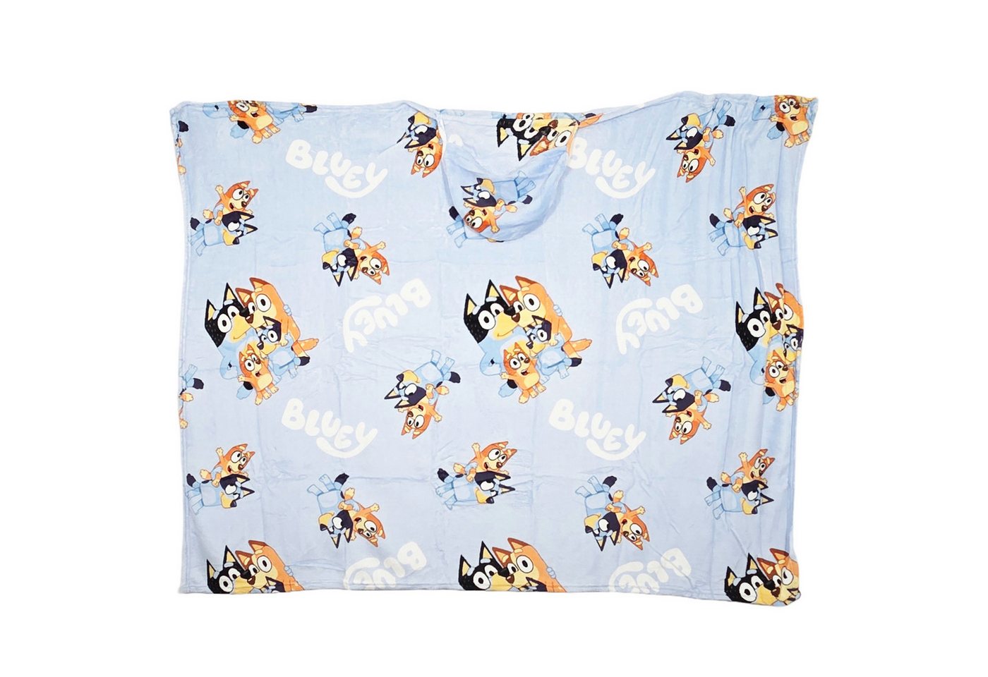 Wohndecke Bluey u Bingo Flanell Decke XL - Warme Kapuzen Kuscheldecke 120x150 cm, Bluey von Bluey