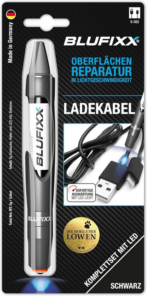 Blufixx Reparatur-Set BLUFIXX für schwarze Ladekabel, Komplettset mit LED, schwarz von Blufixx