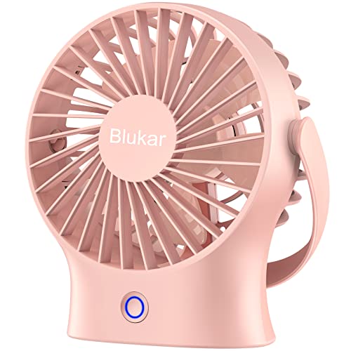 Blukar USB Ventilator, Leistungsstarker Mini Tischventilator USB Aufladbar Ventilator Leiser mit 3 Einstellbare Geschwindigkeiten und USB-C-Kabel, Tragbar Tisch Lüfter für Büro, Zuhuase usw(Rosa) von Blukar