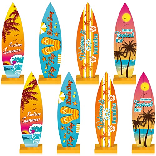 Surfbrett-Tischdekoration, Surfbrett-Strandschilder, "Welcome to Paradise", tropische Bar-Tischdekoration, Endlos-Sommer-Holzschild, Flip-Flop-Tischbuchstaben für Heimdekoration (21,6 x 6,1 cm) von Blulu