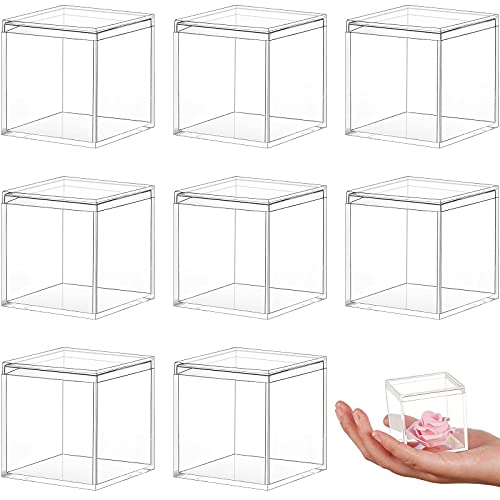 8 Stück transparente Acryl-Kunststoff-Schmuckschatulle, quadratische Mini-Aufbewahrungsbox, Aufbewahrungsbox für Süßigkeiten, Pillen und kleinen Schmuck (4.5x4.5x4.5 cm) von Blulu