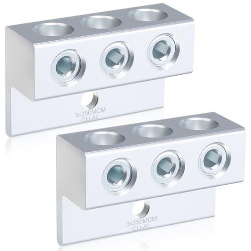 Blulu 2 Stück Dual-Aluminium-Erdungslasche mit doppelter Nennleistung, Doppeldraht, mechanischer Aluminium-Loch (350 mm - 6 AWG) von Blulu