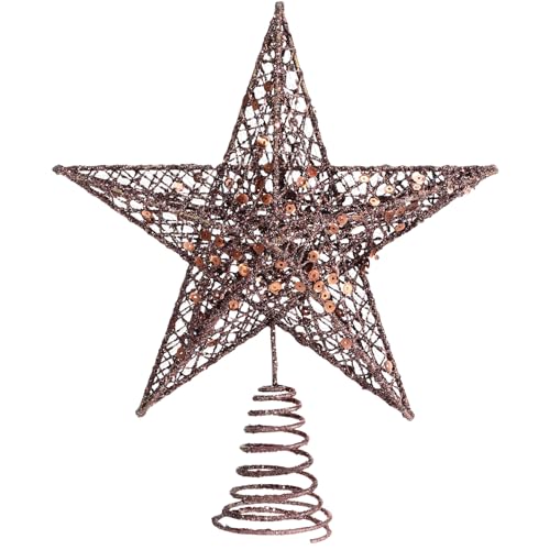 Blulu 25,4 cm Kaffee-Weihnachtsstern Baumspitze Weihnachtsbaumspitze Glitzer Baumspitze Stern für Weihnachtsdekorationen Blulu 25,4 cm Kaffee-Weihnachtsstern Baumspitze Weihnachtsbaumspitze Glitzer Baumspitze Stern für Weihnachtsdekorationen von Blulu