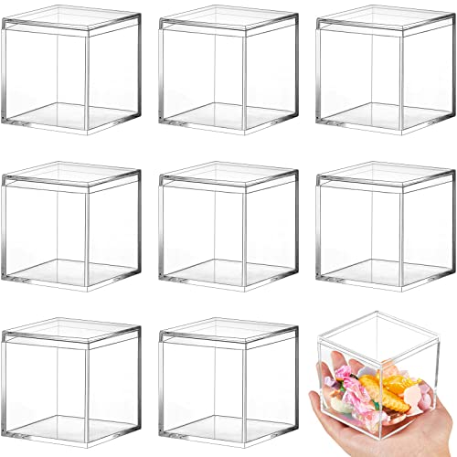 Blulu 8 Stück transparente Acryl-Kunststoff-Schmuckschatulle, quadratische Mini-Aufbewahrungsbox, Aufbewahrungsbox für Süßigkeiten, Pillen und kleinen Schmuck (7.4x7.4x7.3 cm) von Blulu