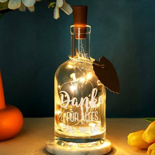 Blulu LED Flaschenlicht mit Spruch Flaschenlicht Danke Geschenk Flasche Danke für Alles LED Flaschen Licht Leuchtflasche Dankeschön Geschenke Abschiedsgeschenk für Chef Geburtstag Kollegin Freundin von Blulu