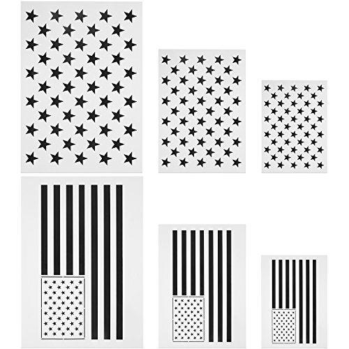 Sternschablone 50 Sterne Amerikanische Flagge Vorlage und 2 in 1 USA Flagge Schablone zum Malen auf Stoff, Papier, Holz, Wand, MEHRWEG von Blulu