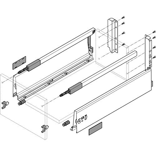 Blum Tandembox antaro D-Reling(K) Schubladenschienen-Set | 1 Paar, 30kg 350mm | Vollauszug Blumotion, seidenweiß von Blum