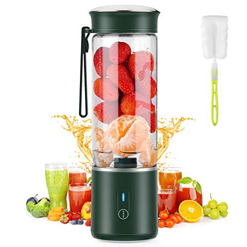 Mixer Smoothie Maker, BlumWay 400ML Tragbarer Smoothie Mixer, 7,4V-Motor wiederaufladbarer USB Mini Mixer Portable Blender mit sechs Klingen für Fruchtsaft, Milchshakes, Babynahrung (Grün) von BlumWay