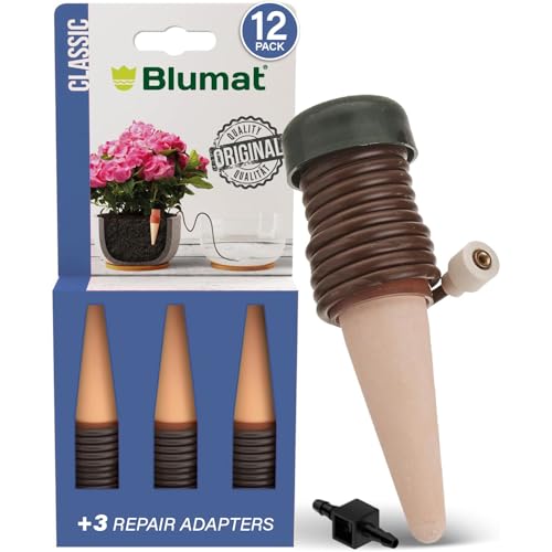 Blumat Klassische Pflanzenbewässerungsstäbe mit Adaptern – Selbstbewässernder Pflanzeinsatz für Töpfe – Automatische Pflanzenbewässerung & Pflanzenzubehör (12 Stück) von Blumat