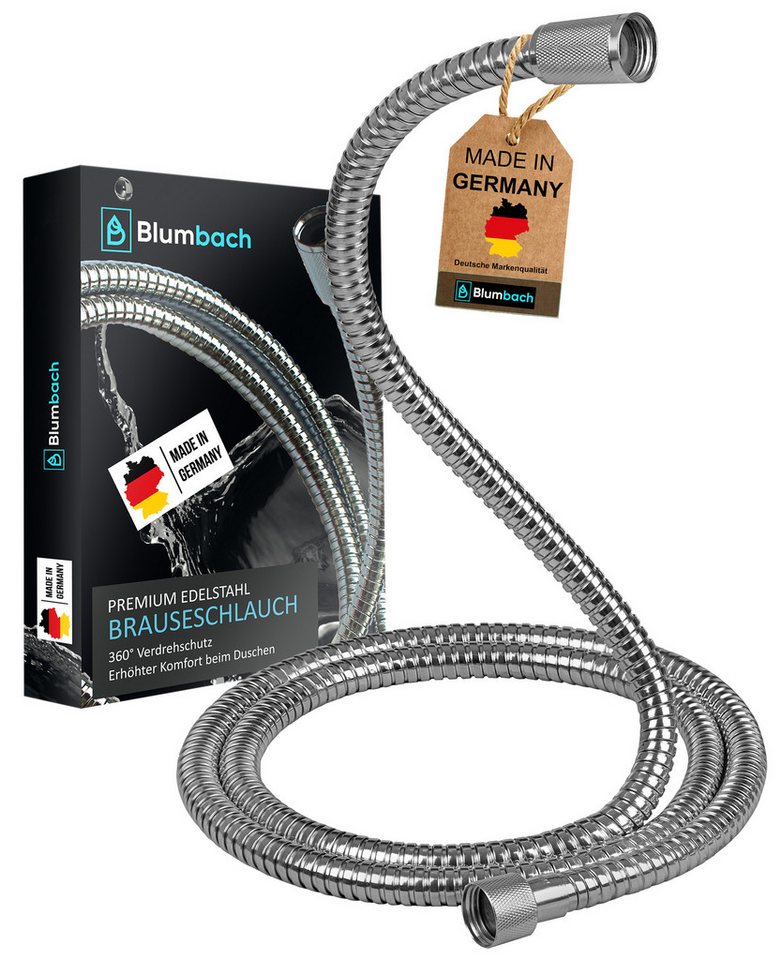 Blumbach Brauseschlauch - Premium Duschschlauch, MADE IN GERMANY- in 3 verschiedenen Längen, (MADE IN GERMANY- in 3 verschiedenen Längen - Trinkwassergeprüft nach neuester Technik, MADE IN GERMANY), 1/2 Zoll - flexibler und knickfester Duschschlauch von Blumbach