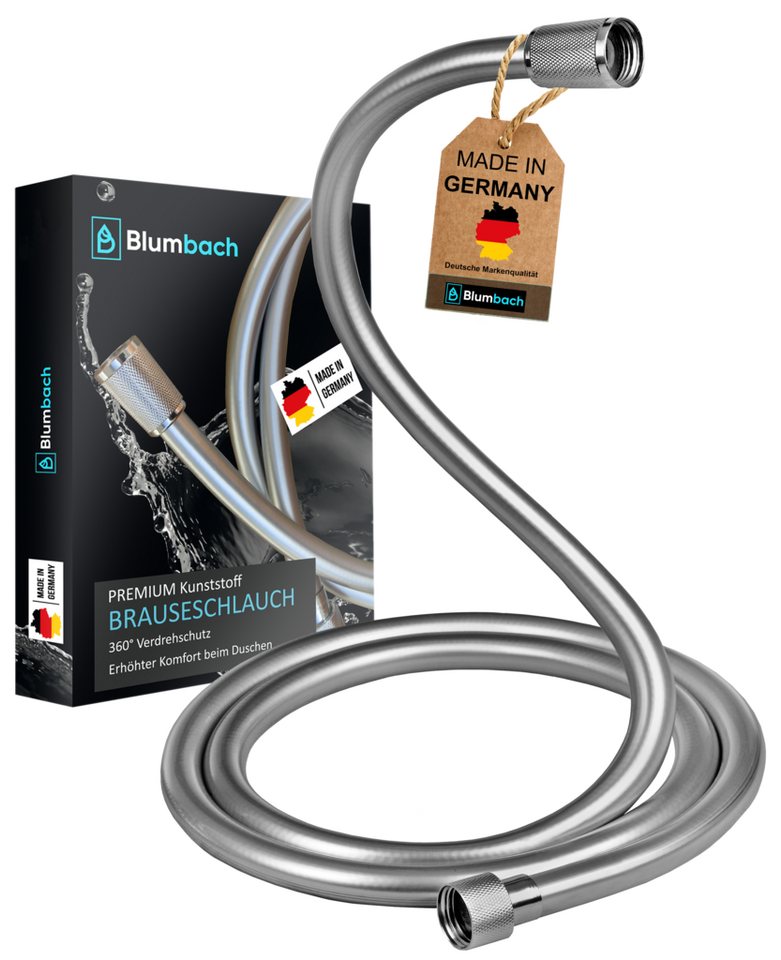 Blumbach Brauseschlauch - Premium Duschschlauch, MADE IN GERMANY- in 3 verschiedenen Längen, (MADE IN GERMANY- in 3 verschiedenen Längen - Trinkwassergeprüft nach neuester Technik, MADE IN GERMANY), 1/2 Zoll - flexibler und knickfester Duschschlauch von Blumbach