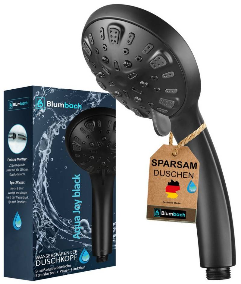 Blumbach Handbrause - Duschkopf Aqua Joy, (wassersparender Hochdruck Duschkopf), mit 8 außergewöhnlichen Strahlarten von Blumbach