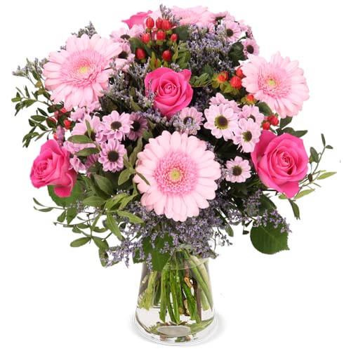 Blumenstrauß 1000 Küsse, Frühlingsstrauß mit Rosen, Gerbera und Santini, 7-Tage-Frischegarantie, Qualität vom Floristen, handgebunden, perfekte Geschenkidee bestellen von Blume Ideal