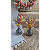 Trockenblumen Strauß Bunt Mit Vase Hochzeit Tischdeko Sommerdeko Geburtstag Geschenk von BlumeGeschenk