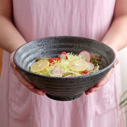Blumen Pinellia Kreative Ramen Bowl Retro Japanischen Stil Haushalt Große Suppe Schüssel Keramik Geschirr Salatschüssel (größe : 8 inches) von Blumen Pinellia