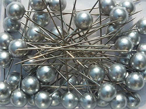 Perlen-Nadeln Deko-Nadeln Perle SILBER 10mm 50 Stück ACHTUNG! KEINE STECKNADELN von Blumen-Senf