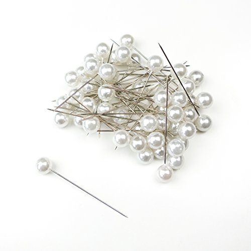 Perlen-Nadeln Deko-Nadeln Perle WEISS 10mm 50 Stück HOCHZEIT von Blumen-Senf