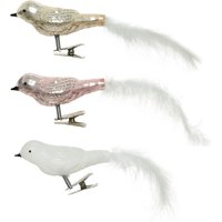 Christbaumkugeln Vogel Klipps 3Er Set Weiß, Rosa, Gold 3 X 8 cm von BlumenEber