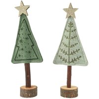 Deko Tannenbaum Grün Mit Goldenem Stern 2Er Set -Filz Und Holz, Höhe 20 cm Deko Tannenbaum Grün Mit Goldenem Stern 2Er Set -Filz Und Holz, Höhe 20 cm von BlumenEber