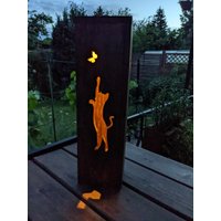 Gartenleuchte Holzlampe Holz Garten Solarleuchte Holzleuchte Für Außen Gartenlaterne Draußen Solar Deko Balkon Terrasse Beleuchtung von BlumenTornadoDE