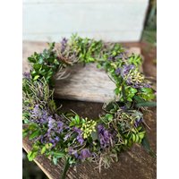 Sommerkranz Türkranz Mit Echten Blumen - Trockenkranz Tischdeko Strandflieder Thymian Naturkranz Handmade von Blumenamplatzlstore
