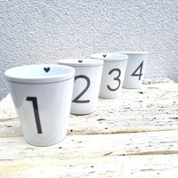 Becher Mit Adventszahlen Im Set 4 von BlumenatelierShop