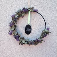 Flower Hoop - Loop Trockenblumenkranz Lavendel Standflieder Eukalyptus Lila Willkommen Fensterdekoration von BlumenatelierShop