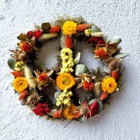 Friedenszeichen Peace Zeichen Trockenblumen Gelb Orange von BlumenatelierShop