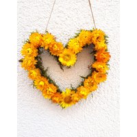 Trockenblumen Herz Strohblumen Gelb Herbstdekoration von BlumenatelierShop