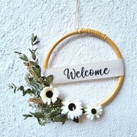 Wandkranz Türkranz Trockenkranz Hoop Kranz Trockenblumenkranz Trockenblumen Boho Style Welcome von BlumenatelierShop
