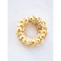 Wandkranz Türkranz Trockenkranz Kranz Trockenblumenkranz Trockenblumen Boho Style Strohblume Tischkranz Creme Weiß von BlumenatelierShop
