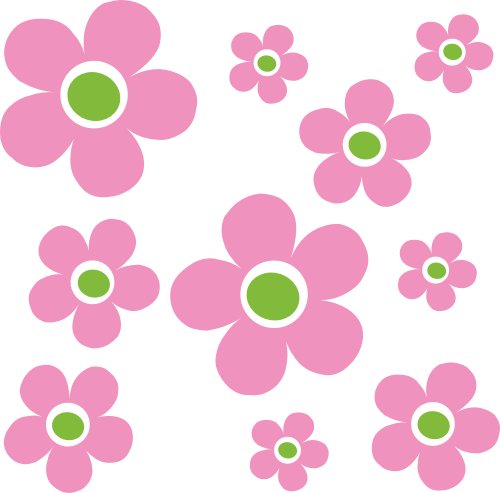 (hellrosa/ lindgrün) MIX-SET ~ Autoaufkleber Flowers ~ bunte selbstklebende Blumen - Farben frei wählbar - Set1 Motiv 6 buntes Blumenset, Blumenaufkleber, Blumen Sticker für die Seiten oder Heckscheibe fürs Auto, Car Decals, waschstrassenfeste Outdoor Autotattoos Folienaufkleber von Blumenauto