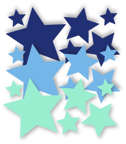 30 Stück selbstklebende Sterne Autoaufkleber, Mix-Set blau, lichtblau, mint, Fensterdekoration Fensterbild / Fensteraufkleber, Wandtattoo Deko Sticker, Weihnachtsdekoration, Schaufenster In- und Outdoor 62s1 von timalo