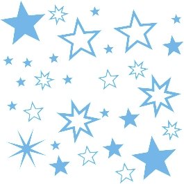 30 Stück hellblau / lichtblau Sterne Aufkleber, Mix-Set, Fensterdekoration zu Weihnachten Fensterbild / Fensteraufkleber, Wandtattoo Deko Sticker, Autoaufkleber, Weihnachtsdekoration, Schaufenster In- und Outdoor Sternchen, Autoaufkleber 70001 von Blumenauto